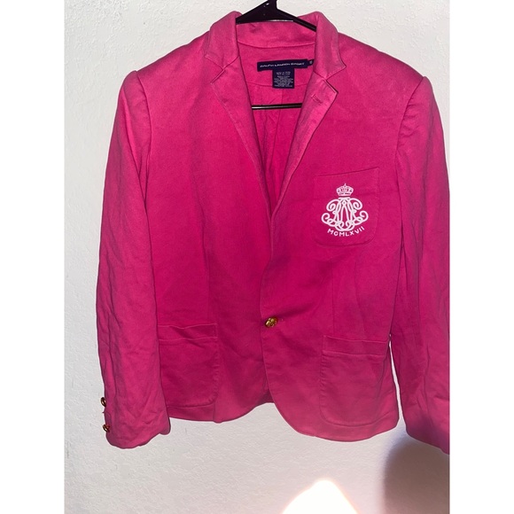 SOLD! Ralph Lauren Sport Jersey Pink Crown Crest Blazer Size 10 - Picture 2 of 9